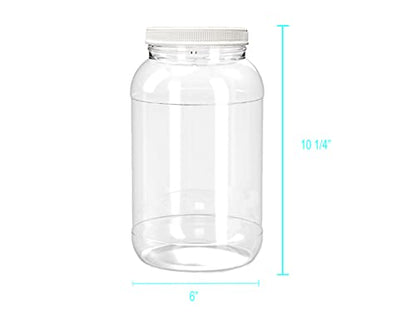 ljdeals 1 Gallon Clear Plastic Jars with Lids, Wide Mouth Storage Containers, Pack of 2, BPA Free, Food Safe, made in USA