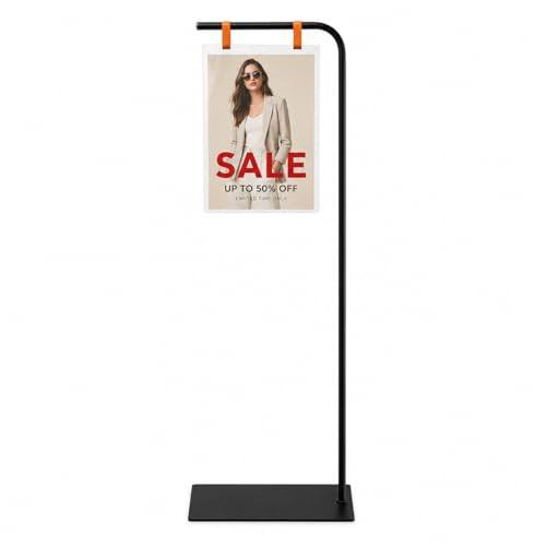 Floor Standing Poster Stand with Acrylic Sign Holder for Retail Displays - color: Black