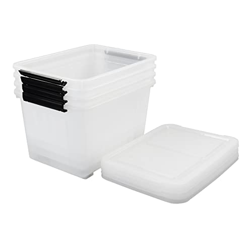 4-Pack 30L Plastic Storage Bin with Lid, Stackable Containers Box - size: 30 L