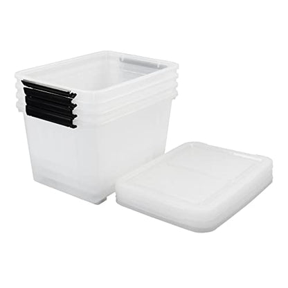 4-Pack 30L Plastic Storage Bin with Lid, Stackable Containers Box - size: 30 L