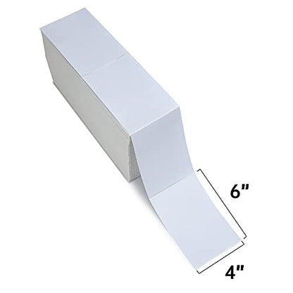 LLIKED 2500 4x6 Thermal Labels Fanfold, Direct Thermal Shipping Labels - Perforated and Strong Adhesive - size: 2500 Labels