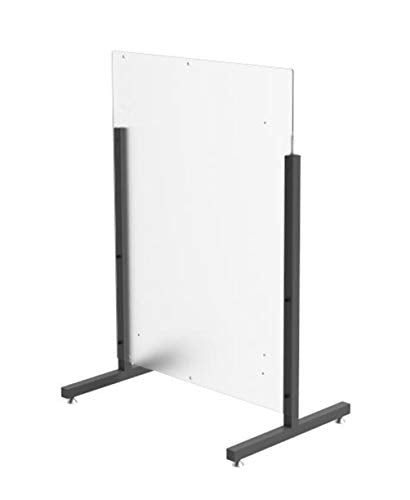 Acrlic Plexiglass Shield Sneeze Guard Floor Stand Landscape (32" Wide) or Portrait (24" Wide) Tabletop (25" Tall) or Floor Standing (69" Tall) 10064+10054-NF Flexible Installation One Arylic Panel