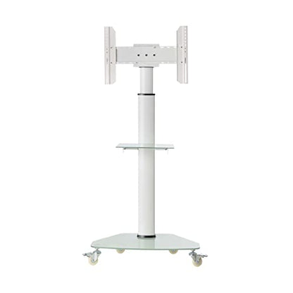 Tripp Lite Mobile Rolling TV Stand Cart with Mount for 37” – 70” Televisions, Elegant Frosted Glass Base and Shelf, Adjustable 65” – 84” Height, Durable White Steel, 5-Year Warranty (DMCS3770SG75W) - size: 37” –70”, style: White Glass Base