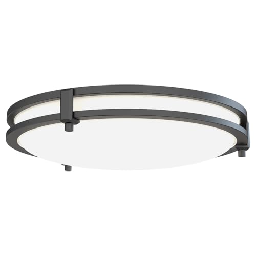 Juno Saturn Flush Mount Ceiling Light with Switchable Color Temperature (2700K-5000K), 13-Inch, Matte Black - color: Matte Black, size: 13-Inch