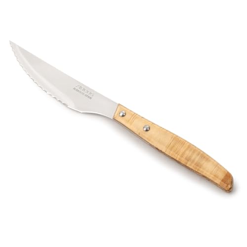 Arcos Table Knives - Steak Knife Table Knife - Blade Nitrum Stainless Steel 4" - Cut meat effortlessly thanks to its pearly edge - Powerful serrated blade - Handle Pack Wood Brown color
