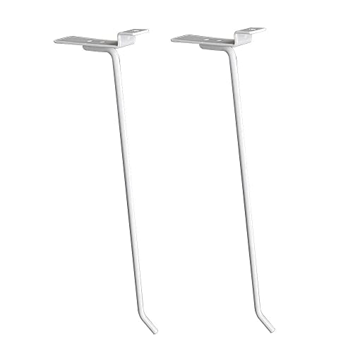 10" Slatwall Hook Panel Display Hooks, 1/4" Thickness Metal, White - Pack 2