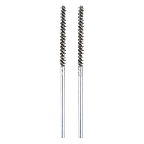 HARFINGTON 2pcs Wire Bore Brush Set 7 Inch Length 5/16 Inch Shank Stainless Steel Bristles Cleaning Brush for Clean Car Part Tube Kitchen Garage - size: 7 x 5/16 Inch