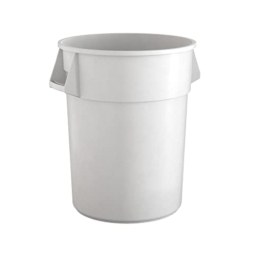 55 Gallon White Round Commercial Trash Can, Heavy-Duty Food Grade NSF Certified, Perfect for Restaurant, Office, School, Garage, Backyard, Workshop, Warehouse - color: White, size: 55 Gallon, style: Trash Can