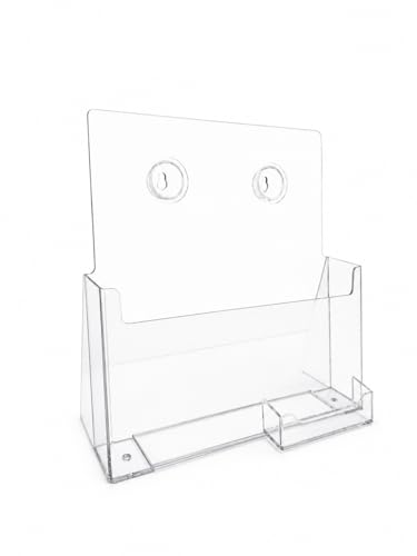SOURCE ONE Premium Brochure Holder for 9" Booklet with Business Card Container Clear Acrylic Countertop Organizer (1 Pack) - size: 1 Pack