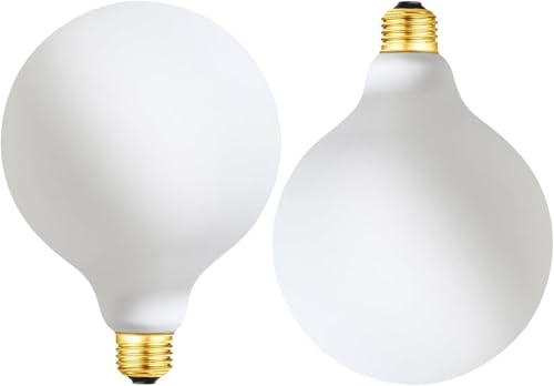 Leools LED Light Bulb G40/G125 Dimmable Flick-Free Matt White 4W Warm White 2700k CRI95 438LM, 40W Equivalent Vintage LED Edison Globe Light Bulb,E26 Standard Base, 2 Pack - color: 4w=40w 2700k 2pcs