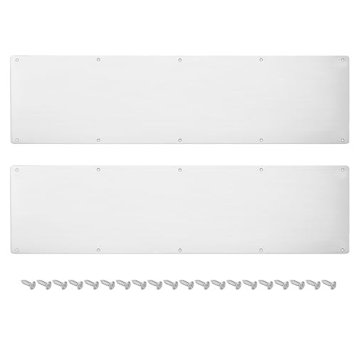 uxcell 2pcs Door Kick Plate, 8 x 30 Inches Aluminum Kick Plate Door Plate, 2 mm Thickness, for Exterior Front Door or Back Door, Silver - color: Silver, size: 8 x 30 Inch