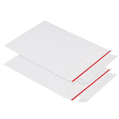SINJEUN 200 Pack Rigid Mailers, 250 gsm Self Seal White Cardboard Envelopes, Stay Flat Envelopes for Files, Photos, Pictures, Papers