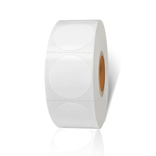 1 Inch White Round Thermal Sticker Labels, Self-Adhesive Circle Direct Thermal Label, Multi-Purpose Roll Sticker with Perforation Line（ 1000 Labels, 1 Roll ） - color: White-1000 Labels, size: 1 inch