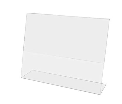 Marketing Holders 2 Pack Acrylic Sign Holder for 11" x 8.5" Printed Materials Clear Slant Back Side Load Graphic Image Display for Counters in Reception Areas Lobbies and Business Offices - size: 11"w x 8.5"h