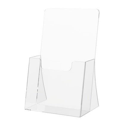Marketing Holders 2 Pack 4.25" Brochure Holder Countertop Holds Rack Cards Tri Fold Ad Pamphlet Caddy for Waiting Rooms Gyms and Retail Shops Clear Acrylic
