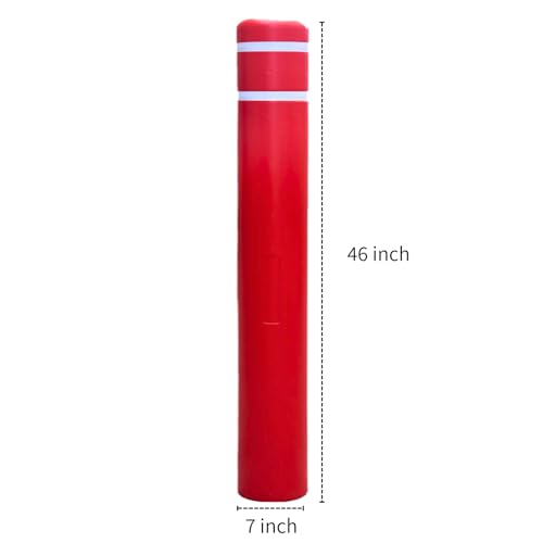 Durable Bollard Cover Heavy Duty Shell - Weather Resistant Anti-Collision - Universal Fit Parking Lot, Dock, Warehouse (Multiple Sizes & Colors Available) (46" H, Red, 7" Dia) - color: Red, size: 7"Dia, style: 46"H