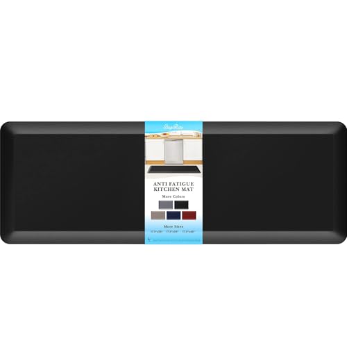 4/5 Inch Thick Kitchen Mats for Floor, StepRite Kitchen Rug for Standing - color: Black, size: 48"L x 17"W x 0.8"Th