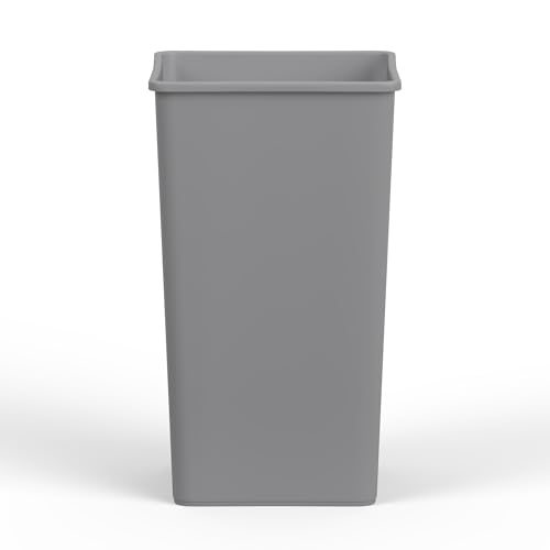 50 Gallon Gray Square Commercial Trash Garbage Can | Outdoor Office Restaurant School Kitchen - color: Gray, size: 50 Gallon, style: Trash Can