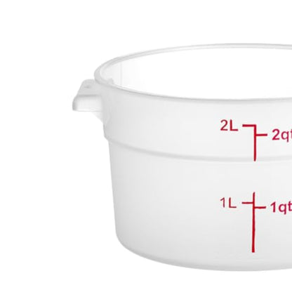 TrueCraftware- 2 Quart Round Food Storage Container Translucent Polypropylene- Commercial Reusable Food Container Canister with Measurement Markings for Meal Prep Pantry Kitchen - color: 2 Quart