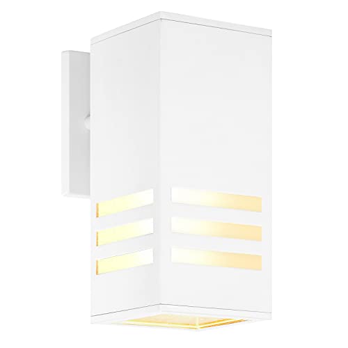 Outdoor Wall Lamp, Waterproof Aluminum Exterior Lighting Fixture - color: Rectangle (White B)