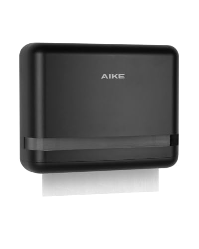 AIKE 200 Sheets Wall Mount Paper Towel Dispenser,Fit Multifold Paper,Black - color: Black