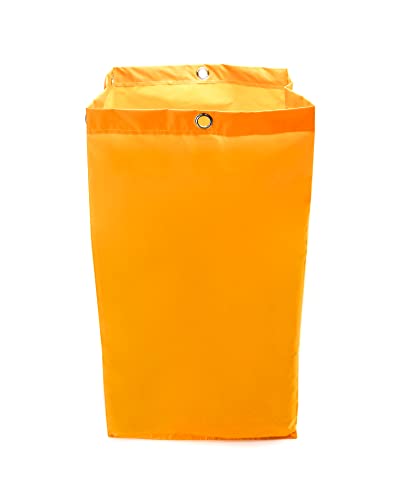 QWORK Janitorial Cart Bag, 24 Gallon Waterproof Large Capacity Padded Housekeeping Commercial Replacement Cleaning Cart Bag for Collecting Trash or Clothing (Yellow), 2 Pack