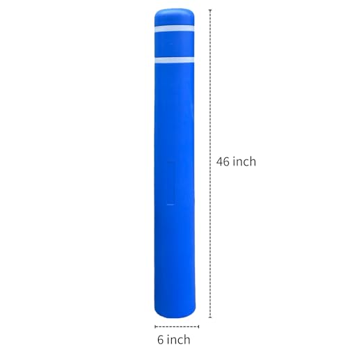 Durable Bollard Cover Heavy Duty Shell - Weather Resistant Anti-Collision - Universal Fit Parking Lot, Dock, Warehouse (Multiple Sizes & Colors Available) (46" H, Blue, 6" Dia) - color: Blue, size: 6"Dia, style: 46"H