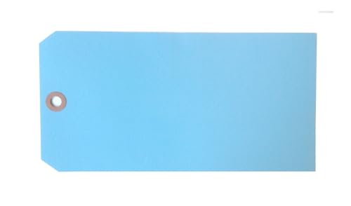 #12 Shipping Tags, Lt Blue, Plain 13 Pt., 4" x 8", Fiber Reinforced Hole - 1,000 / Box