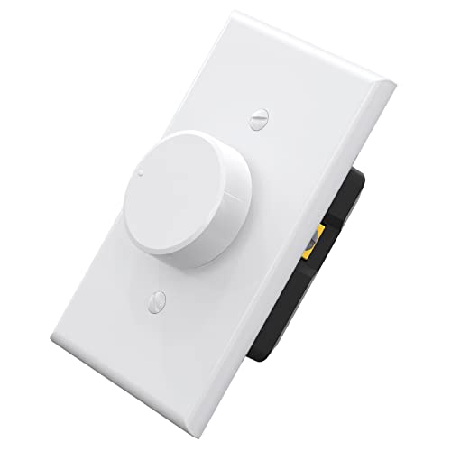 ELEGRP Rotating Dimmer Switch for Dimmable LED, CFL and Incandescent Light Lamp Bulbs, Single Pole or 3-Way Rotary Dimmer Switch, Wall Plate Included, UL Listed (1 Pack, Glossy Whack) - color: White