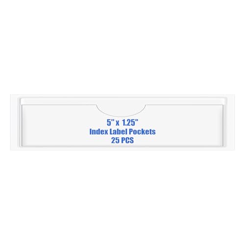 Origin-Joy 25 PCS Self-Adhesive Index Label Pockets, Clear Plastic Peel & Stick Card Holders with Top Open for Loading (5 x 1.25 inch) - size: 5 x 1.25 inch, style: Horizontal