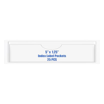 Origin-Joy 25 PCS Self-Adhesive Index Label Pockets, Clear Plastic Peel & Stick Card Holders with Top Open for Loading (5 x 1.25 inch) - size: 5 x 1.25 inch, style: Horizontal
