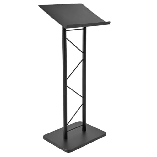 Kingdom KML7B Large Portable Lectern, Stand Up Church Pulpit, Slanted Lectern, Conference Podium for Speakers, Speeches and Other Occasions- Truss Lectern, Black Powder Coat Finish, Metal - size: Design 01