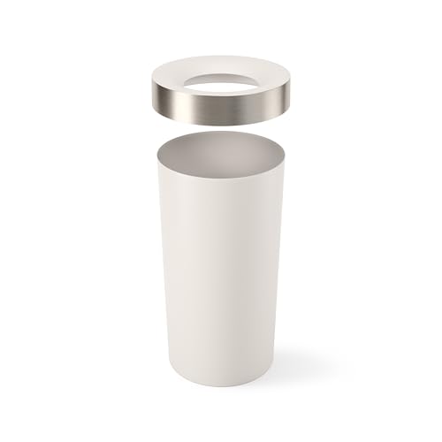 Umbra Vento Kitchen Trash Can, Open Top Bin, 16.5 Gallon, Sand/Nickel - color: Sand/Nickel