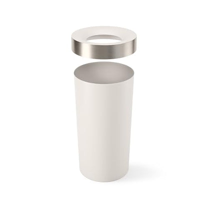 Umbra Vento Kitchen Trash Can, Open Top Bin, 16.5 Gallon, Sand/Nickel - color: Sand/Nickel