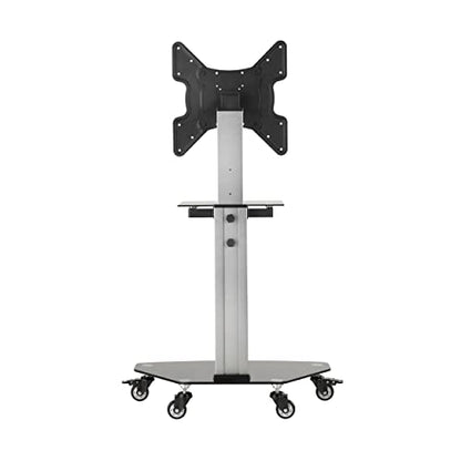 Tripp Lite Mobile Rolling TV Stand Cart with Mount for 32” – 55” Televisions, Elegant Glass Base and Shelf, Adjustable 50” – 62” Height, Durable Steel, 5-Year Warranty (DMCS3255SG62) - size: 32” – 55”, style: Black Glass Base
