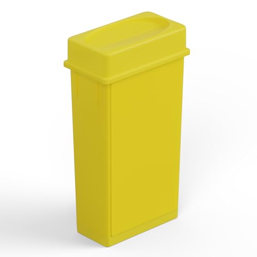 23 Gallon Yellow Rectangular Slim Trash Can with Drop Shot Lid | Great for Home, Commercial, or Restaurant Use. - color: Yellow, size: 23 Gal + Lid