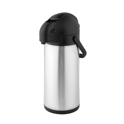 Restaurantware 3L Stainless Steel Coffee Dispenser - Met Lux Airpot Coffee Dispenser with Pump, Insulated Beverage Urn - Hot Drink Server Heat Retaining Silver for Hot Cocoa, Office, Events - size: 101.4 Ounces