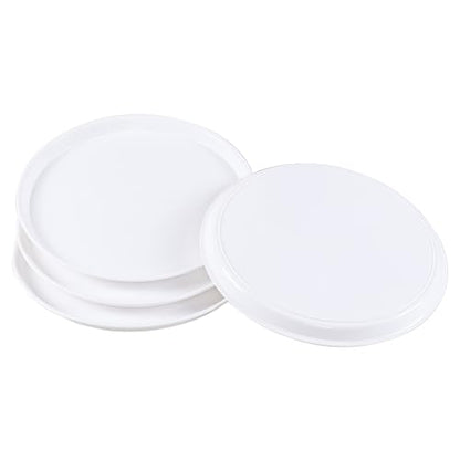 4 Pack Round Restaurant Serving Trays, Plastic Food Service Tray - color: White