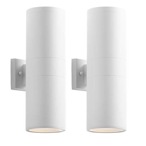 mirrea 18" Modern Outdoor Porch Light in 2 Lights, Matte White, 2 Pack - color: Matte White, size: 18-inch