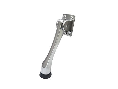 QCAA Solid Brass Drop Down Door Stop, 5", Satin Chrome, 1 Pack - color: Satin Chrome, size: 1 Pack (5")