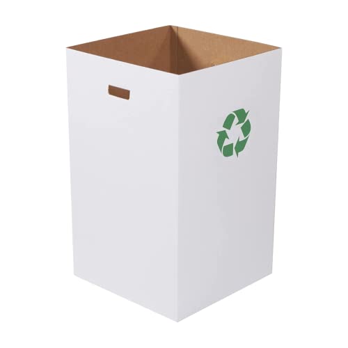Box USA 40 Gallon 18" L x 18" W x 30" H 10-Pack Cardboard Trash Cans and Recycling Bins, Reusable or Disposable Pop Up Garbage Boxes for Parties, Outdoor Events, Heavy Duty, Recycle - size: 40 Gallon 10-Pk, style: Recycle