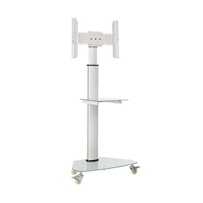 Tripp Lite Mobile Rolling TV Stand Cart with Mount for 37” – 70” Televisions, Elegant Frosted Glass Base and Shelf, Adjustable 65” – 84” Height, Durable White Steel, 5-Year Warranty (DMCS3770SG75W) - size: 37” –70”, style: White Glass Base