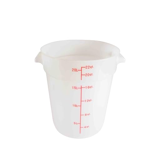 TrueCraftware- 22 Quart White Round Food Storage Container Polypropylene- Commercial Reusable Food Container Canister with Measurement Markings for Meal Prep Pantry Kitchen - size: 22 Quart