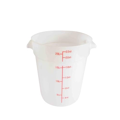 TrueCraftware- 22 Quart White Round Food Storage Container Polypropylene- Commercial Reusable Food Container Canister with Measurement Markings for Meal Prep Pantry Kitchen - size: 22 Quart