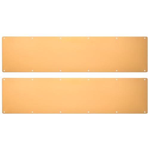 uxcell 2pcs Door Kick Plate, 8 x 34 Inches Aluminum Kick Plate Door Plate, 2 mm Thickness, for Exterior Front Door or Back Door, Gold - color: Gold, size: 8 x 34 Inch