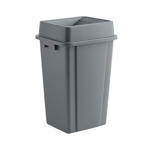Gray, 25 Gallon Square Commercial Trash Can with Swing Lid, Heavy-Duty Garbage Can, Industrial Trash Bin for Restaurants/Warehouse/Commercial Facilities - color: Gray, size: 25 Gallon with Lid