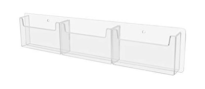 Marketing Holders Postcard Holder Wall Organizer Clear Plastic Triple Pocket Horizontal Display Rack with Hanging Hardware Index Card Bin Motels Colleges Timecards Distribution Welcome Centers - size: 20.25"W x 4.5"H x 1.75"D