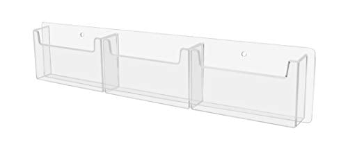 Marketing Holders Postcard Holder Wall Organizer Clear Plastic Triple Pocket Horizontal Display Rack with Hanging Hardware Index Card Bin Motels Colleges Timecards Distribution Welcome Centers - size: 20.25"W x 4.5"H x 1.75"D