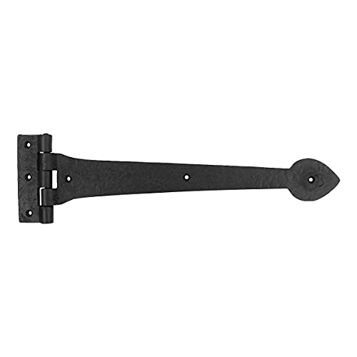 Renovators Supply Manufacturing Pack of 10 Black Wrought Iron Strap Hinge 15 Inch Heart Tip Colonial Cabinet Door Gate Hardware Flush Mount Rust Resistant Heavy Duty - size: Pack of 10
