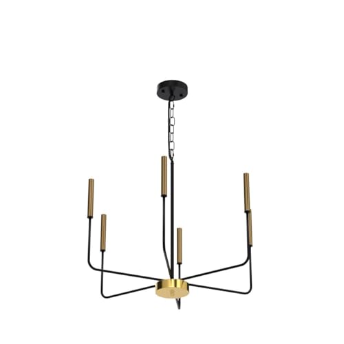 Modern Farmhouse Chandelier for Dining Room, 6 Lights Chandelier Light Fixture Adjustable Height, Black and Gold Hanging Candle Pendant Lighting for Kitchen Island Living Room Bedroom Foyer - color: 6 Light-Black Gold